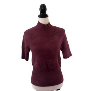 NWT Bailey 44 Textured Wine Mock Neck Top | Size Small
